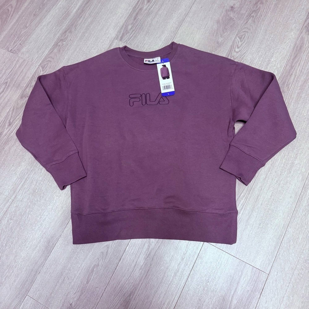 FILA Plum Crewneck Pullover Embroidered Logo Sweatshirt Ephemera 1639323‎ Mens L